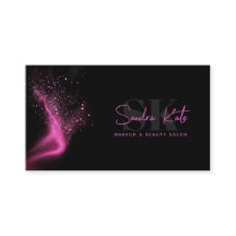 Monogram Black Neon Pink Beauty Salon QR Code
