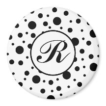 Monogram Black on White Polka Dot Pattern