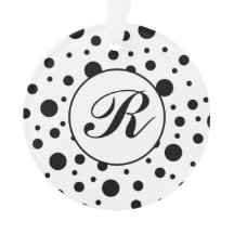 Monogram Black on White Polka Dot Pattern