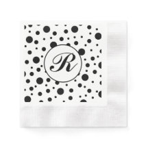Monogram Black on White Polka Dot Pattern