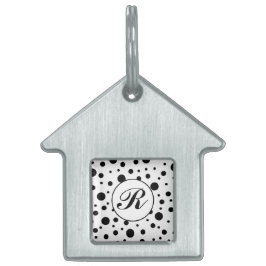 Monogram Black on White Polka Dot Pattern Tiermarke