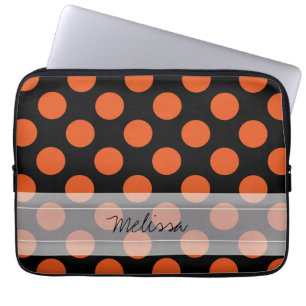 Monogram Black Orange Chic Polka Dot Pattern Laptopschutzhülle