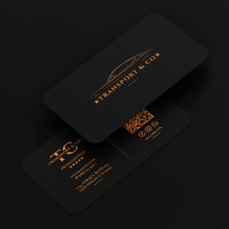 Monogram Black Orange Modern Car Transport Driver Visitenkarte