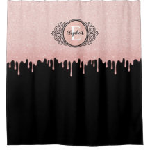Monogram Black Pink Funkelnd Glitzer Tropfen