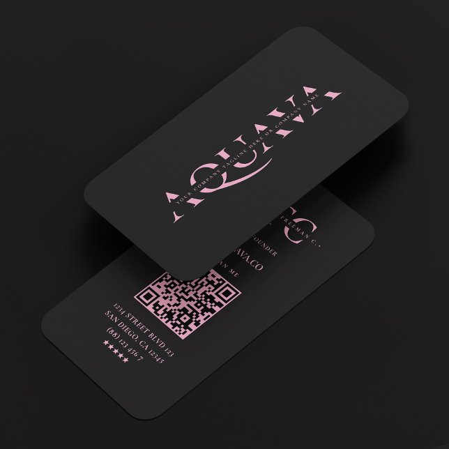 Monogram Black Pink Visitenkarte (Von Creator hochgeladen)