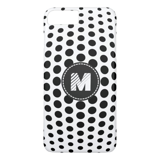 Monogram Black Polka Dots Muster Case-Mate iPhone Hülle (Rückseite)