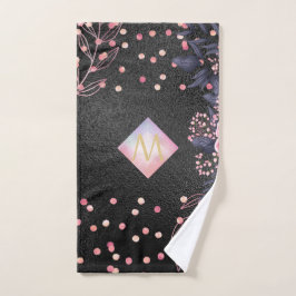 Monogram Black ROSEGOLD Pink Metallic Glitzer Girl Handtuch
