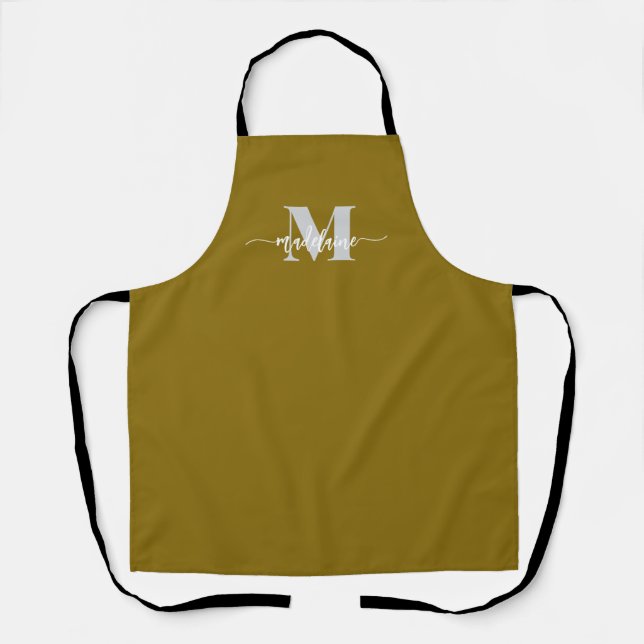 Monogram Black Silver Gold Color Personal Schürze (Vorderseite)