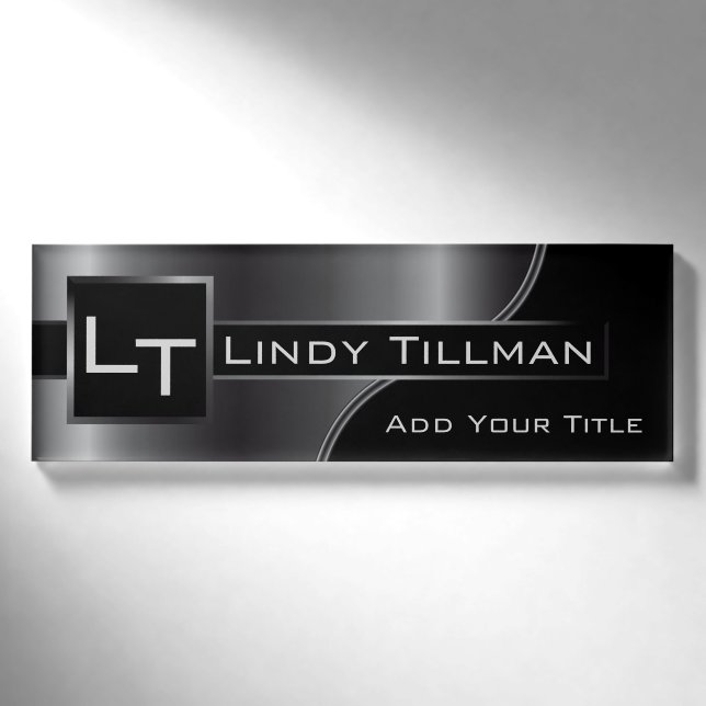 Monogram Black Steel Namenschild (Vorderseite)