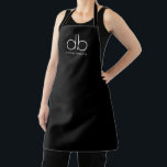 Monogram Black Stilvoll Moderne Minimalistische Sc Schürze<br><div class="desc">Eine schlichte,  moderne schwarze Schürze mit weißem Initial- und Namensmonogramm und eleganter Klassik mit serifenloser Schrift. Erstellen Sie Ihre eigene Signaturformat-Monogramm auch für andere passende Produkte.</div>