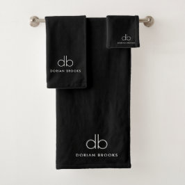 Monogram Black Stilvoll Modernes Minimalistisches Badhandtuch Set