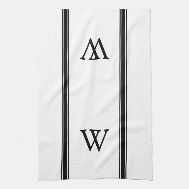 Monogram Black Strip Personalisiert Küchentuch (Vertikal)