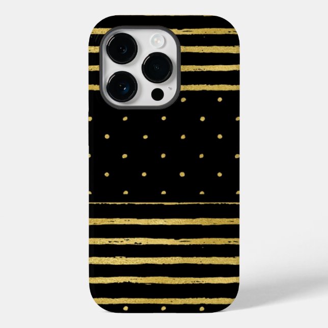 Monogram Black Striping Case-Mate iPhone 14 Pro Hülle (Rückseite)