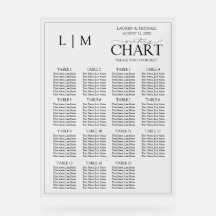 Monogram Black Typografy Wedding Seating Chart