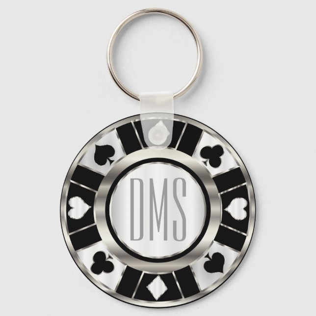 Monogram Black und Silver Las Vegas Style Schlüsselanhänger (Vorderseite)