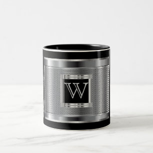 Monogram Black und Silver Steel Metal Mesh Zweifarbige Tasse