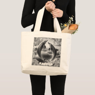 Monogram Black & White Delphine Ozean Jumbo Stoffbeutel