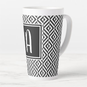 Monogram Black & White Diamond Muster Milchtasse