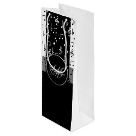 Monogram Black & White Musical Stripes Weinbeutel  Geschenktüte Für Weinflaschen
