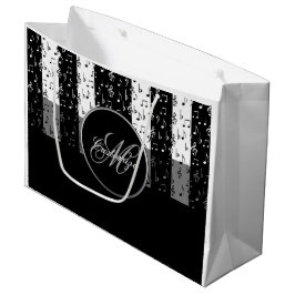 Monogram Black & White Musikstreifen Große Bag 2 Geschenktüte