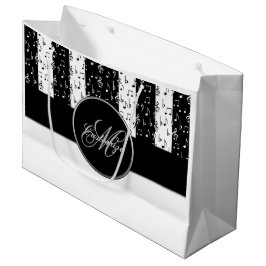Monogram Black & White Musikstreifen Große Bag 3 Geschenktüte