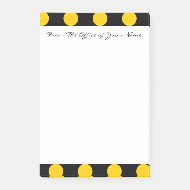 Monogram Black Yellow Chic Polka Dot Pattern Post-it Klebezettel (Vorderseite)