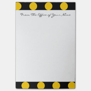 Monogram Black Yellow Chic Polka Dot Pattern Post-it Klebezettel