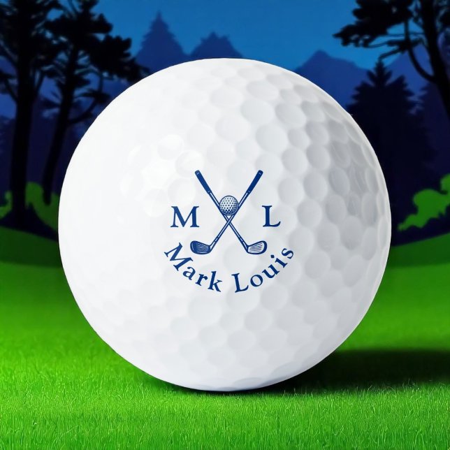 Monogram . Blau gekreuzte Vereine Golfball (Von Creator hochgeladen)