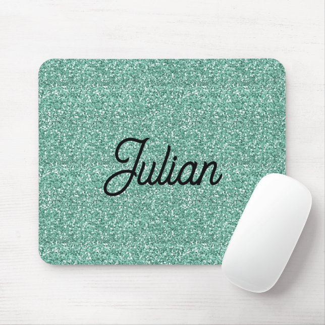 Monogram-blaues Glitzer-Funkeln Mousepad (Mit Mouse)