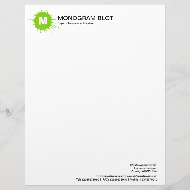 Monogram Blot - Martian Green Briefkopf (Vorderseite)