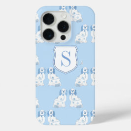 Monogram Blue and White Pottery Hunde Elegant Lady Case-Mate iPhone Hülle