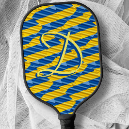 Monogram Blue and Yellow Stripes Ukraine Inspirier Pickleball Schläger