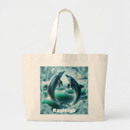 Monogram Blue Aquamarin Delphine Ocean | Jumbo Stoffbeutel