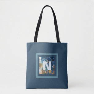Monogram Blue aquamarine Aquarellfarbe modern cool Tasche