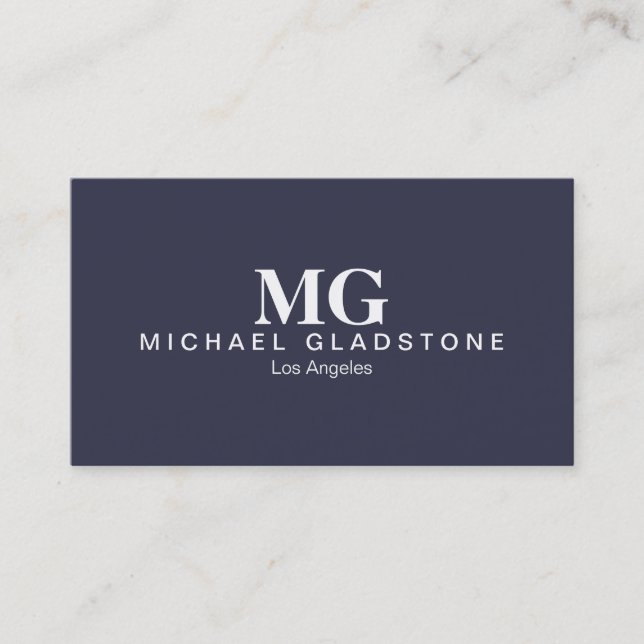 Monogram Blue Background Visitenkarte (Vorderseite)