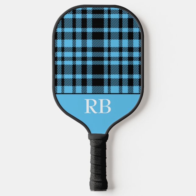 Monogram Blue Black Checkered Plai Pickleball Schläger (Vorderseite)