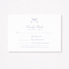 Monogram Blue Bow Wedding RSVP Card Karte