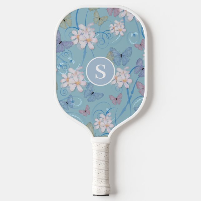Monogram Blue Butterfly Pickleball Schläger (Vorderseite)