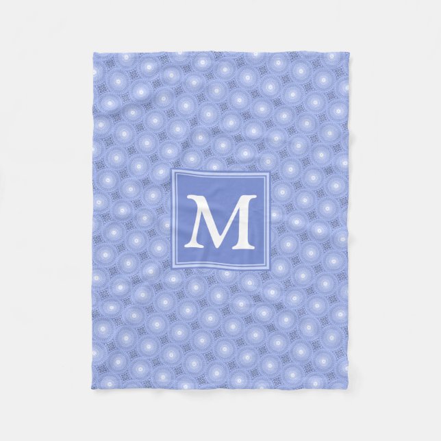 Monogram Blue Circles pattern Fleecedecke (Vorderseite)