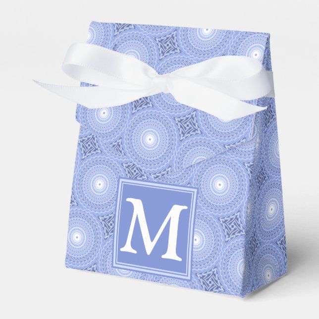 Monogram Blue Circles pattern Geschenkschachtel (Vorderseite)
