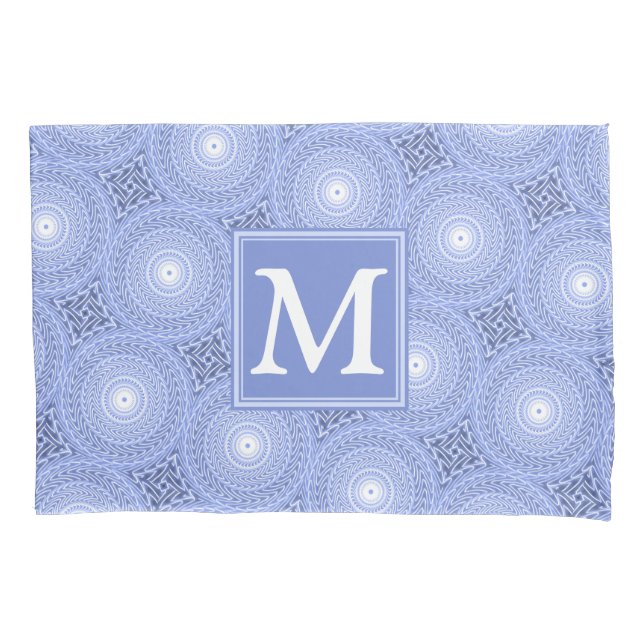 Monogram Blue Circles pattern Kissenbezug (Vorderseite)