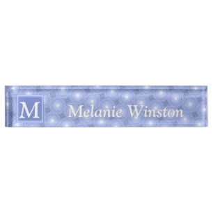Monogram Blue Circles pattern Namensplakette
