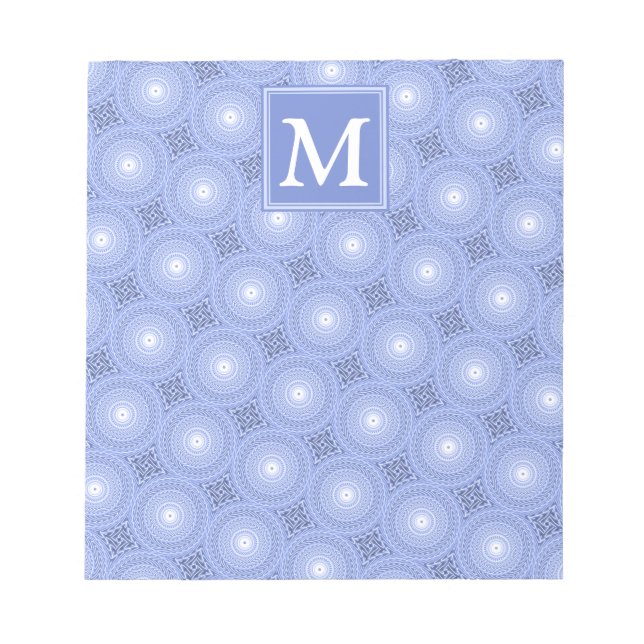 Monogram Blue Circles pattern Notizblock (Vorderseite)