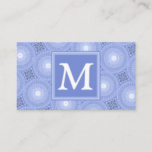 Monogram Blue Circles pattern Visitenkarte
