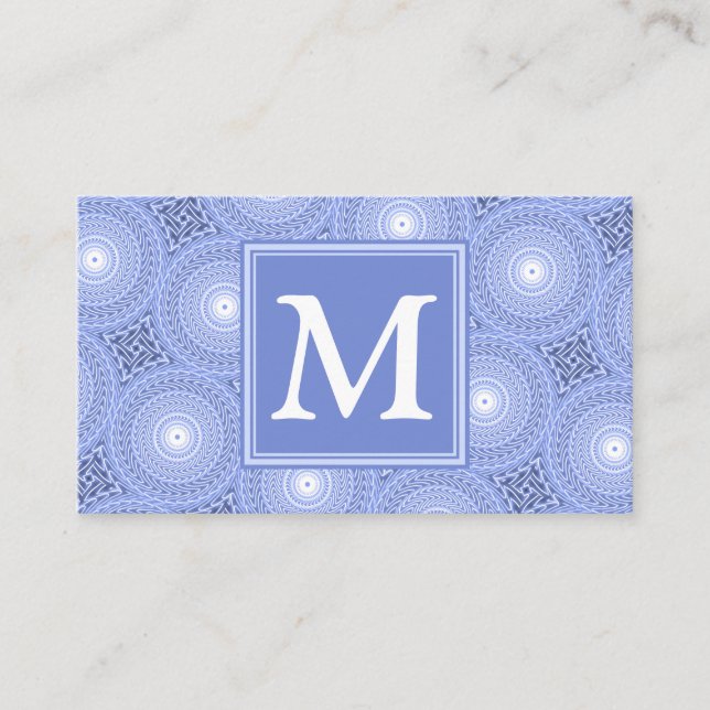 Monogram Blue Circles pattern Visitenkarte (Vorderseite)