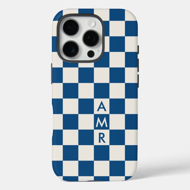 Monogram Blue Creme Prüfmuster iPhone 16 Pro Hülle (Rückseite)