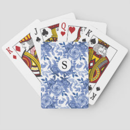 Monogram Blue Floral Botanic Spielkarten