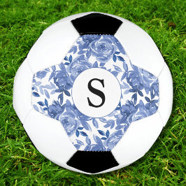 Monogram Blue Floral Pattern Fußball