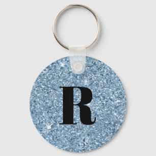 Monogram Blue Glitzer Schlüsselanhänger