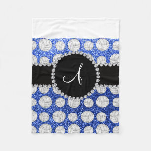 Monogram Blue Glitzern volleyballs Schwarzer Kreis Fleecedecke